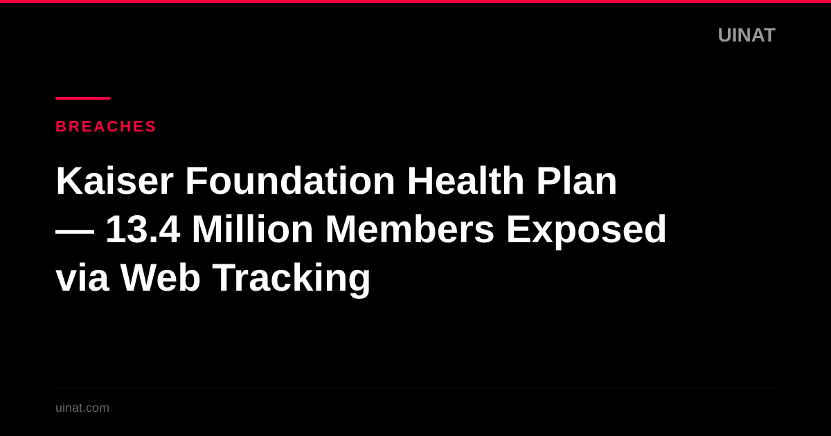 Kaiser Foundation Health Plan — 13.4 Million Members Exposed via Web Tracking