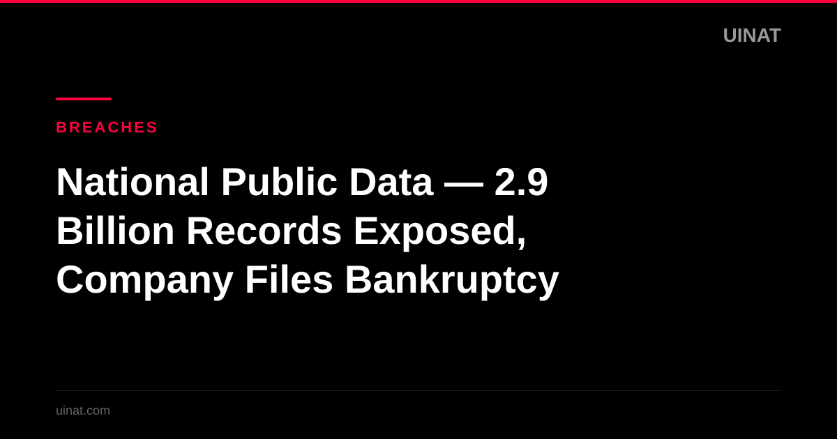 National Public Data — 2.9 Billion Records Exposed, Company Files Bankruptcy