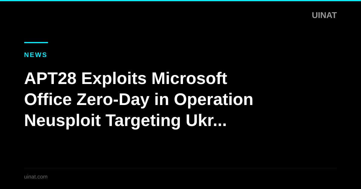 APT28 Exploits Microsoft Office Zero-Day in Operation Neusploit Targeting Ukraine